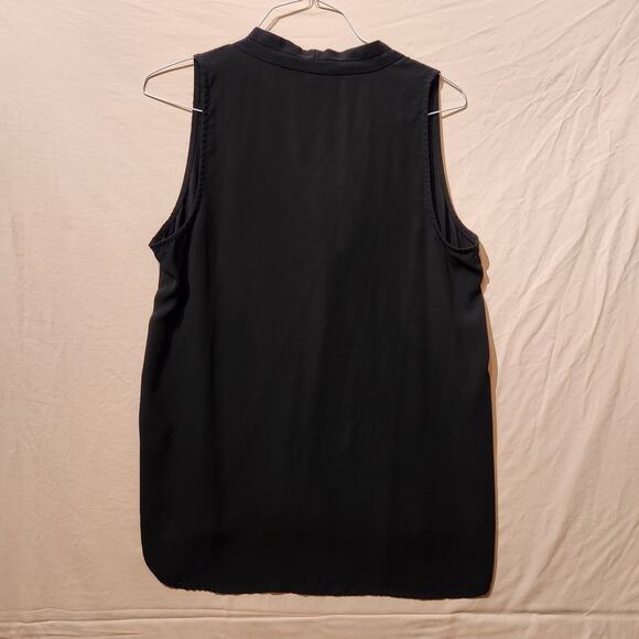 Vince Camuto Sleeveless Flowy Top Womens Sz Large Black Sheer Minimalist Shirt - Picture 2 of 7